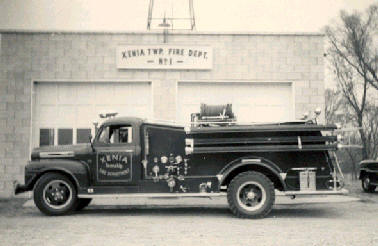 Xenia Township Fire Department with fire engine in front of the North End Fire House in Old Town, 1967.